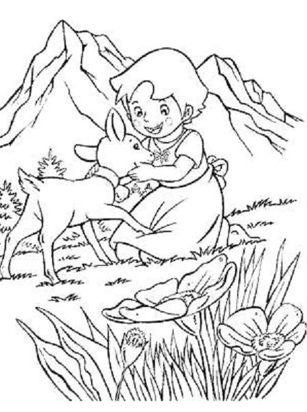 coloriage heidi et le faon